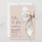 Elegant Bow Pink Save the date Baby Shower Einladung (Vorderseite)