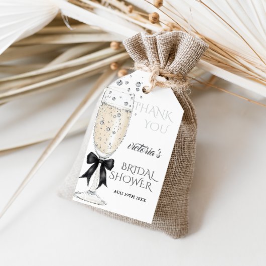 Elegant Bow Prosecco Brautparty Vielen Dank Geschenkanhänger