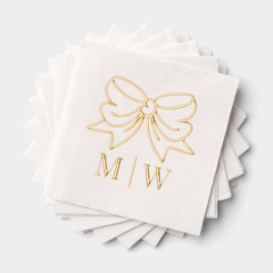 Elegant Bow Ribbon #4 Wedding Couple Initials Servietten Mit Folie