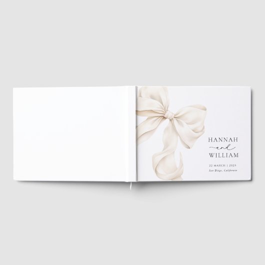 Elegant Bow Wedding Gästebuch (Voll)