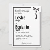 Elegant Bow Wedding Invite Einladung (Vorderseite)