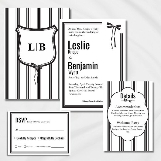 Elegant Bow Wedding Invite Einladung