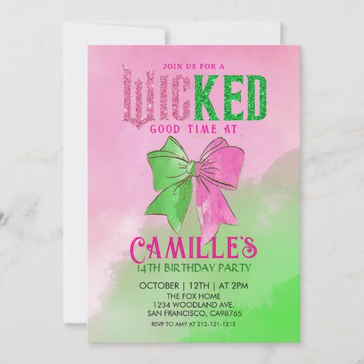 Elegant Bow Wicked Girl Birthday Party Invitation Einladung (Vorderseite)