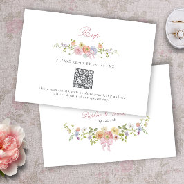 Elegant Bows and Wildflowers RSVP Karte