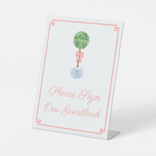 Elegant Boxwood Baby Girl Baby Shower Gästebuch Sockelschild