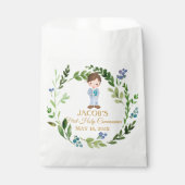 Elegant Boy First Holy Communion Greenery Wreath Geschenktütchen (Vorderseite)