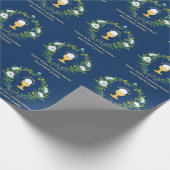 Elegant Boys Navy Floral First Heilige Kommune Geschenkpapier (Ecke)