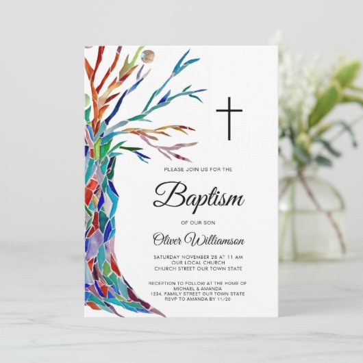 Elegant Boys Taufe - Einladung zur Weihnachtsfeier (Stehend Vorderseite)