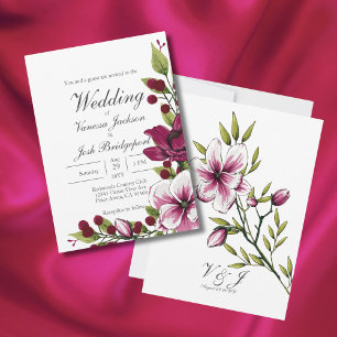 Elegant Boysenberry Floral Vibrant Grüne Hochzeit Einladung