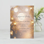 Elegant Branches Rustic Lantern Engagement Einladung (Stehend Vorderseite)