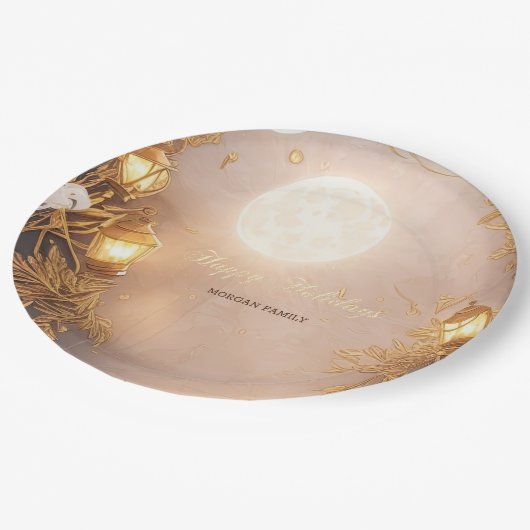 Elegant Branches Rustic Lantern Pappteller (Schrägansicht)