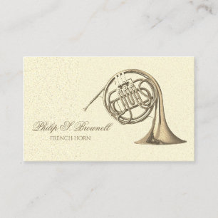 Elegant Brass French Horn Musician Music Teacher B Visitenkarte