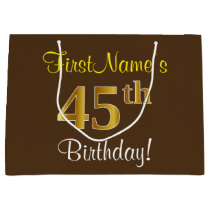 Elegant, Braun, Falsches Gold 45. Geburtstag + Nam Große Geschenktüte