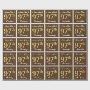 Elegant, Braun, Falsches Gold 97. Geburtstag + Nam Geschenkpapier