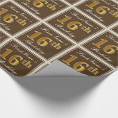 Elegant, braun, Imitate Gold 16. Geburtstag + Name Geschenkpapier (Ecke)