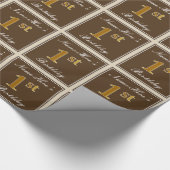 Elegant, braun, Imitate Gold 1. Geburtstag + Name Geschenkpapier (Ecke)