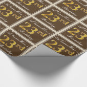 Elegant, braun, Imitate Gold 23. Geburtstag + Name Geschenkpapier (Ecke)