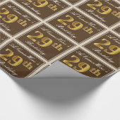 Elegant, braun, Imitate Gold 29. Geburtstag + Name Geschenkpapier (Ecke)