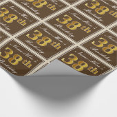 Elegant, braun, Imitate Gold 38. Geburtstag + Name Geschenkpapier (Ecke)