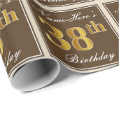 Elegant, braun, Imitate Gold 38. Geburtstag + Name Geschenkpapier (Rolleneckpunkt)