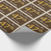 Elegant, braun, Imitate Gold 47. Geburtstag + Name Geschenkpapier (Ecke)