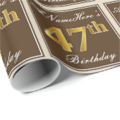 Elegant, braun, Imitate Gold 47. Geburtstag + Name Geschenkpapier (Rolleneckpunkt)