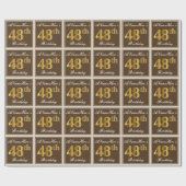 Elegant, braun, Imitate Gold 48. Geburtstag + Name Geschenkpapier (Flach)