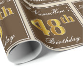 Elegant, braun, Imitate Gold 48. Geburtstag + Name Geschenkpapier (Rolleneckpunkt)