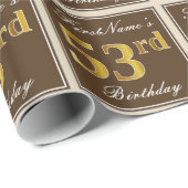 Elegant, braun, Imitate Gold 53. Geburtstag + Name Geschenkpapier (Rolleneckpunkt)