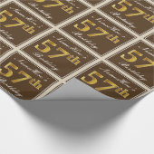 Elegant, braun, Imitate Gold 57. Geburtstag + Name Geschenkpapier (Ecke)