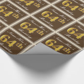 Elegant, braun, Imitate Gold 64. Geburtstag + Name Geschenkpapier (Ecke)