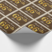 Elegant, braun, Imitate Gold 66. Geburtstag + Name Geschenkpapier (Ecke)