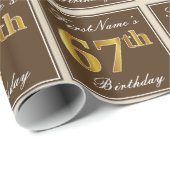 Elegant, braun, Imitate Gold 67. Geburtstag + Name Geschenkpapier (Rolleneckpunkt)
