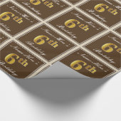 Elegant, braun, Imitate Gold 6. Geburtstag + Name Geschenkpapier (Ecke)