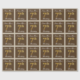 Elegant, braun, Imitate Gold 7. Geburtstag + Name Geschenkpapier