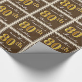Elegant, braun, Imitate Gold 80. Geburtstag + Name Geschenkpapier (Ecke)