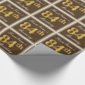 Elegant, braun, Imitate Gold 84. Geburtstag + Name Geschenkpapier (Ecke)