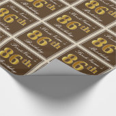 Elegant, braun, Imitate Gold 86. Geburtstag + Name Geschenkpapier (Ecke)