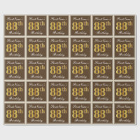 Elegant, braun, Imitate Gold 88. Geburtstag + Name