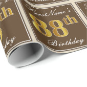 Elegant, braun, Imitate Gold 88. Geburtstag + Name Geschenkpapier (Rolleneckpunkt)