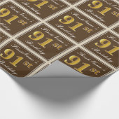 Elegant, braun, Imitate Gold 91. Geburtstag + Name Geschenkpapier (Ecke)