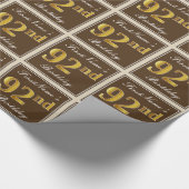 Elegant, braun, Imitate Gold 92. Geburtstag + Name Geschenkpapier (Ecke)