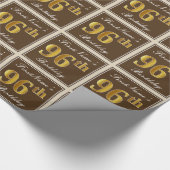 Elegant, braun, Imitate Gold 96. Geburtstag + Name Geschenkpapier (Ecke)