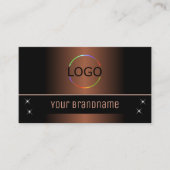 Elegant braun Schwarz Stilvoll mit Logos und Foto Visitenkarte (Vorderseite)