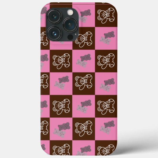Elegant, braun und rosa Kariert Case-Mate iPhone Hülle (Rückseite)