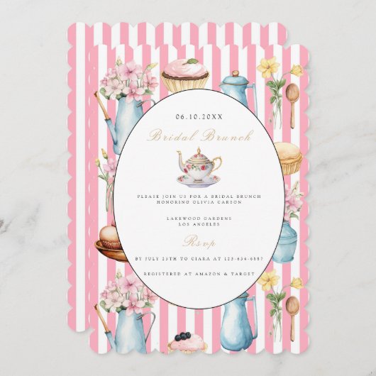 Elegant Bridal Brunch Bridal Dusche Einladung (Vorne/Hinten)