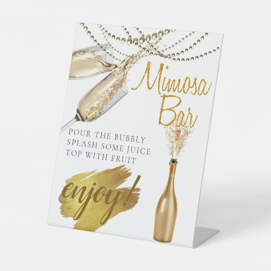 Elegant Bridal Brunch Mimosa Bar Pedestal Zeichen Sockelschild (Vorderseite)