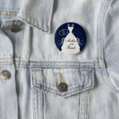 Elegant Bridal Dress on Dark Blue Button (Beispiel)