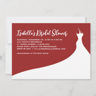Elegant Bridal Dusche Einladung rot