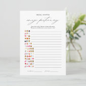 Elegant Bridal Emoji Pictionary Game Card Einladung (Stehend Vorderseite)